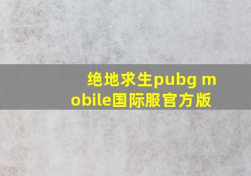 绝地求生pubg mobile国际服官方版